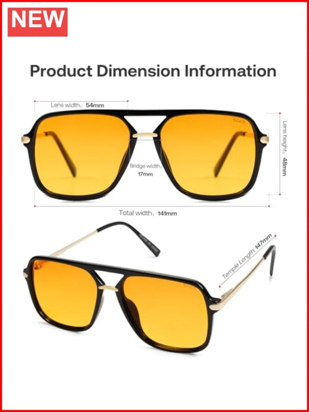 High Definition UV400 Polarized TAC Lens Sunglasses, Retro Double Bar Aviator